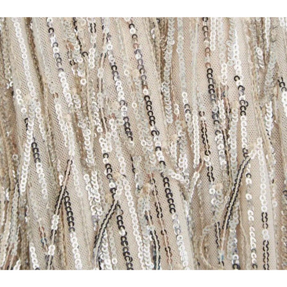 NWT GUESS Heidi Sequin Fringe Wide Leg Pants Womens SIZE MEDIUM Pearl NYE Shiny - Picture 3 of 16